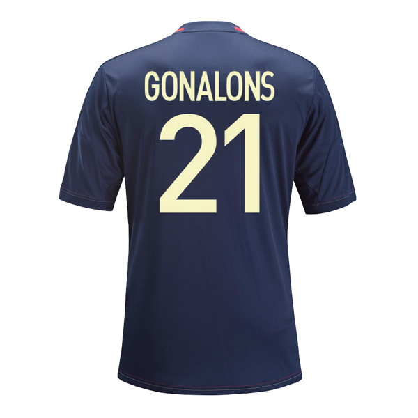 13-14 Olympique Lyonnais 21 Gonalons Away Black Jersey Shirt -