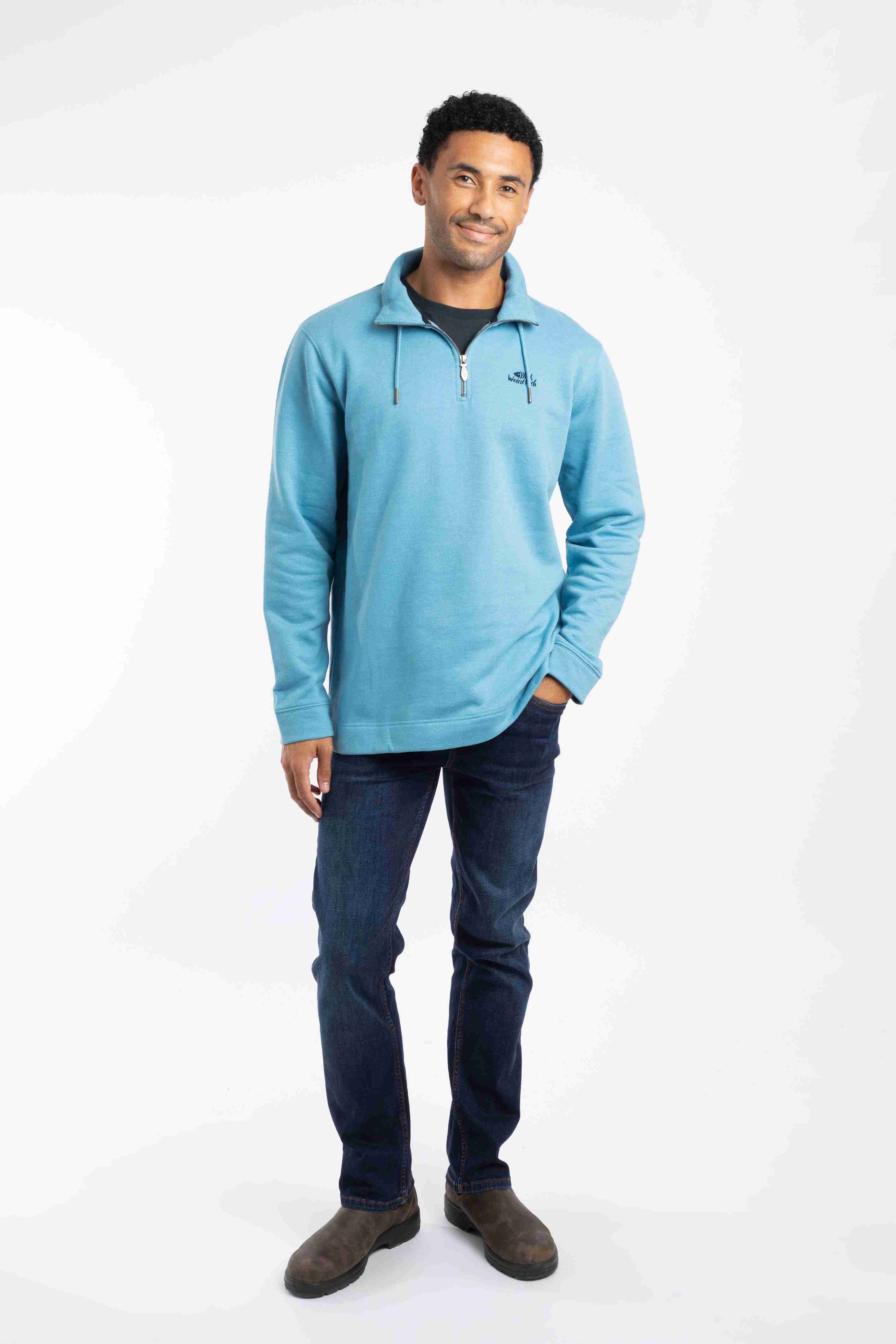 Brampton 1/4 Zip Sweatshirt Smoked Blue