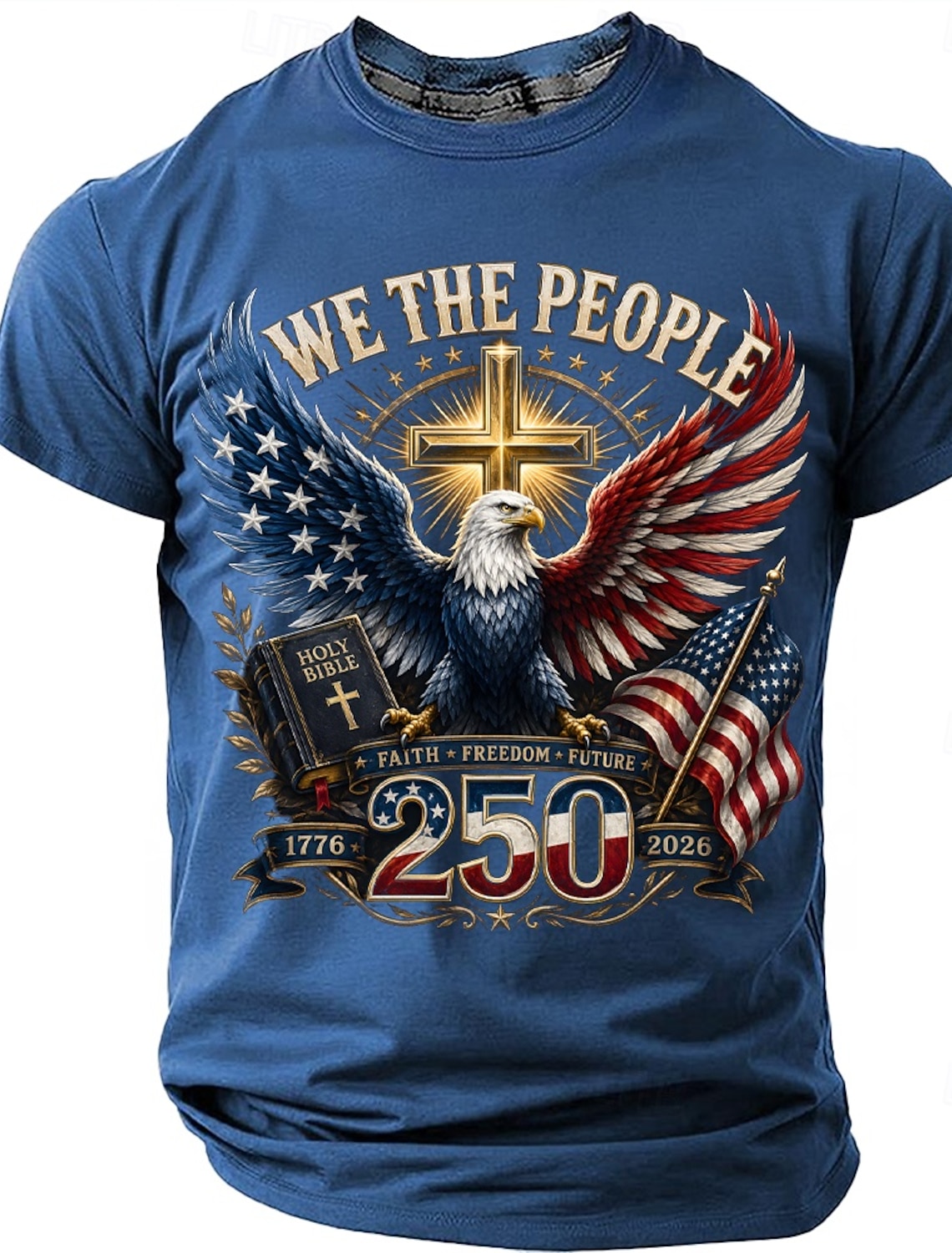 4th of July 2026 250th Men's Eagle US Flag T Shirt Short Sleeve T shirt 3D Print Crew Neck Shirt Patriotic Daily Festival Blue Black White Summer Spring Clothing Apparel S M L XL XXL XXXL
