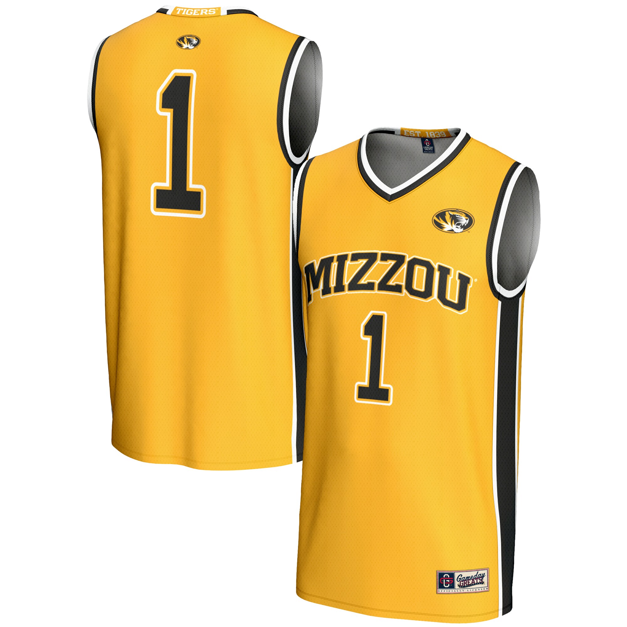 [DDG] Missouri Tigers GameDay Greats Unisex Lightweight Basketball Jersey - Gold