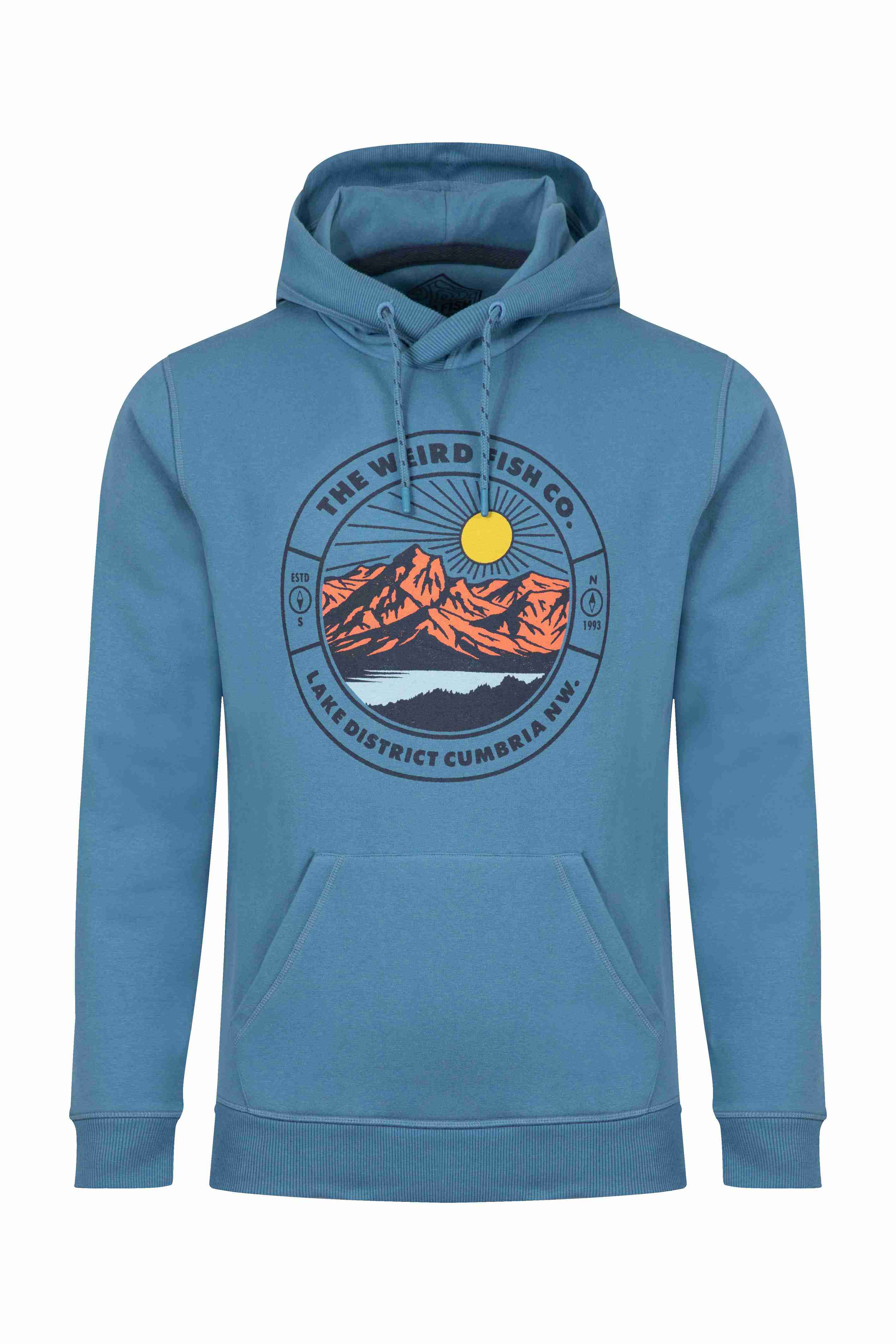 Bryant Front Print Graphic Popover Hoodie Washed Blue