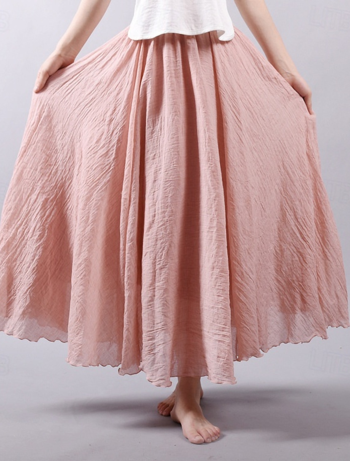 Women's Elegant Bohemia Vintage Casual Maxi High Waist Skirts Inelastic Prom Vacation Rust Red Denim Blue Niagara Blue Primrose Yellow Summer