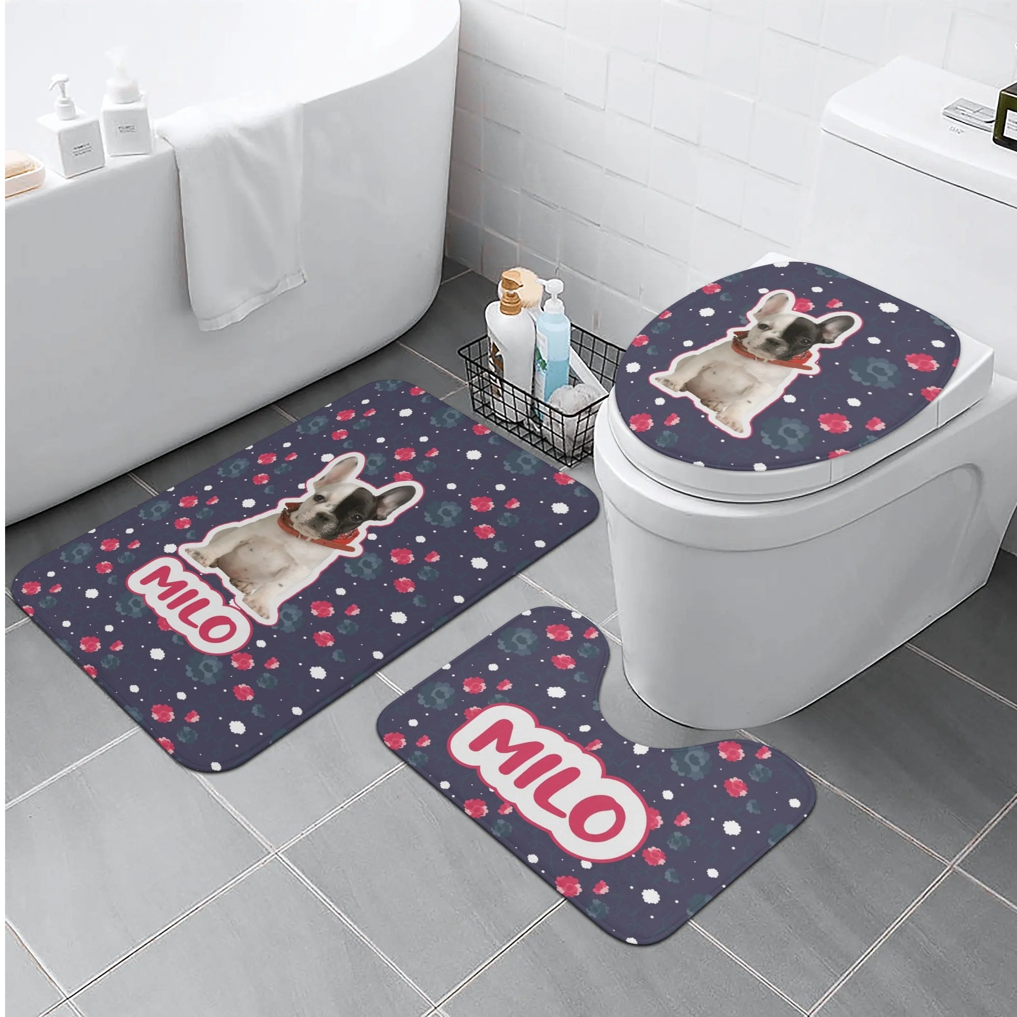 French Bulldog Personalized Bathroom Set With Your Frenchie’s Name &