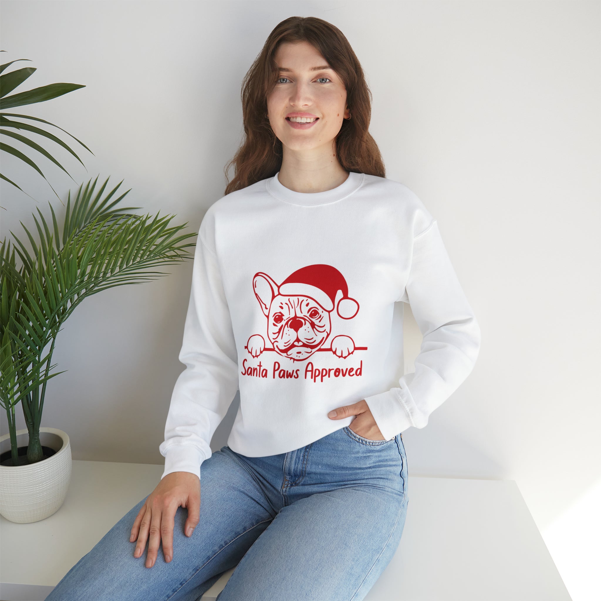 French Bulldog Santa Paws Sweater Unisex Sweatshirt Durable Dog Item