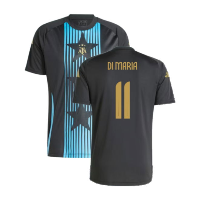 Official 2024-2025 Argentina Pre-Match Shirt (Black) (Di Maria 11)