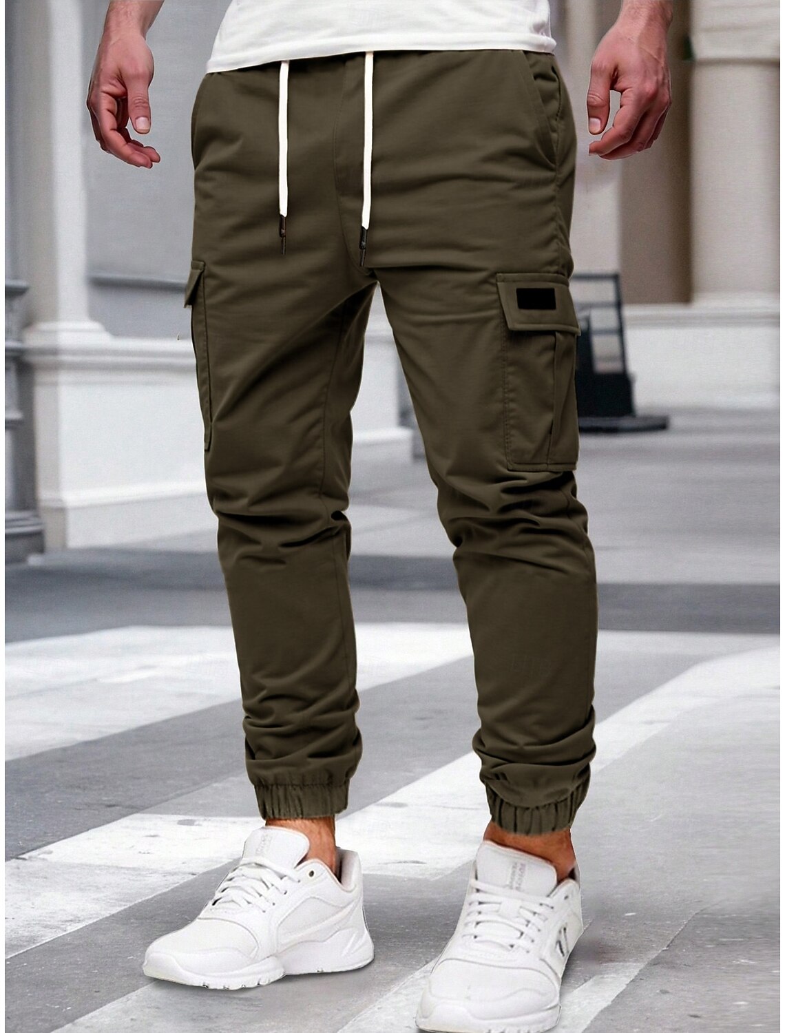 Men's Cargo Pants Cargo Joggers Tactical Pants Trousers Drawstring Elastic Waist Plain Comfort Moisture Wicking Full Length Outdoor Party Daily Fashion Streetwear Black Yellow