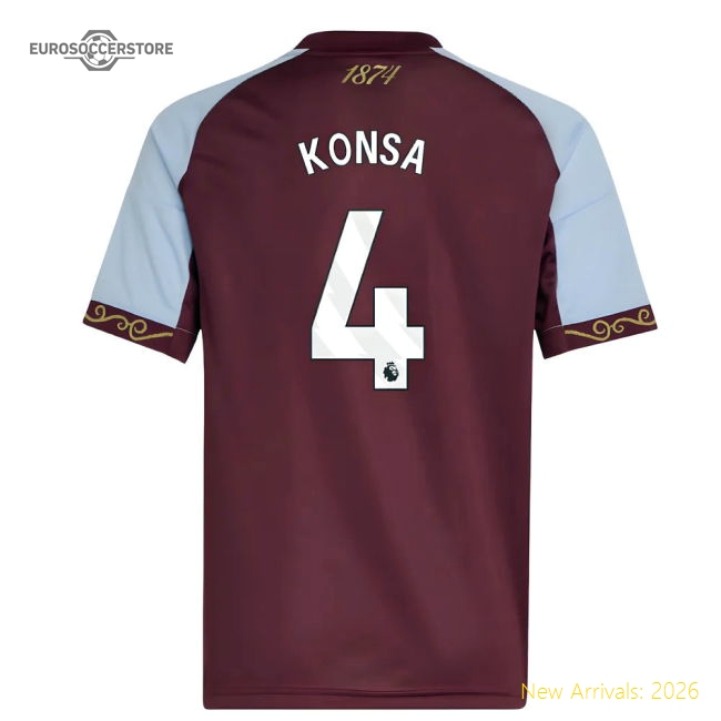 2025-2026 Aston Villa Home Shirt (Kids) (Konsa 4) Fan Edition