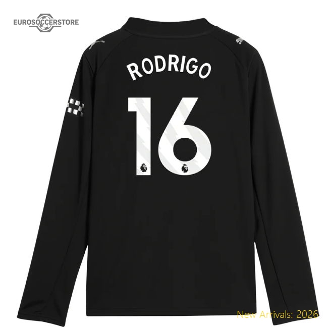 2025-2026 City Man Long Sleeve Away Football Top (Kids) (Rodrigo 16)