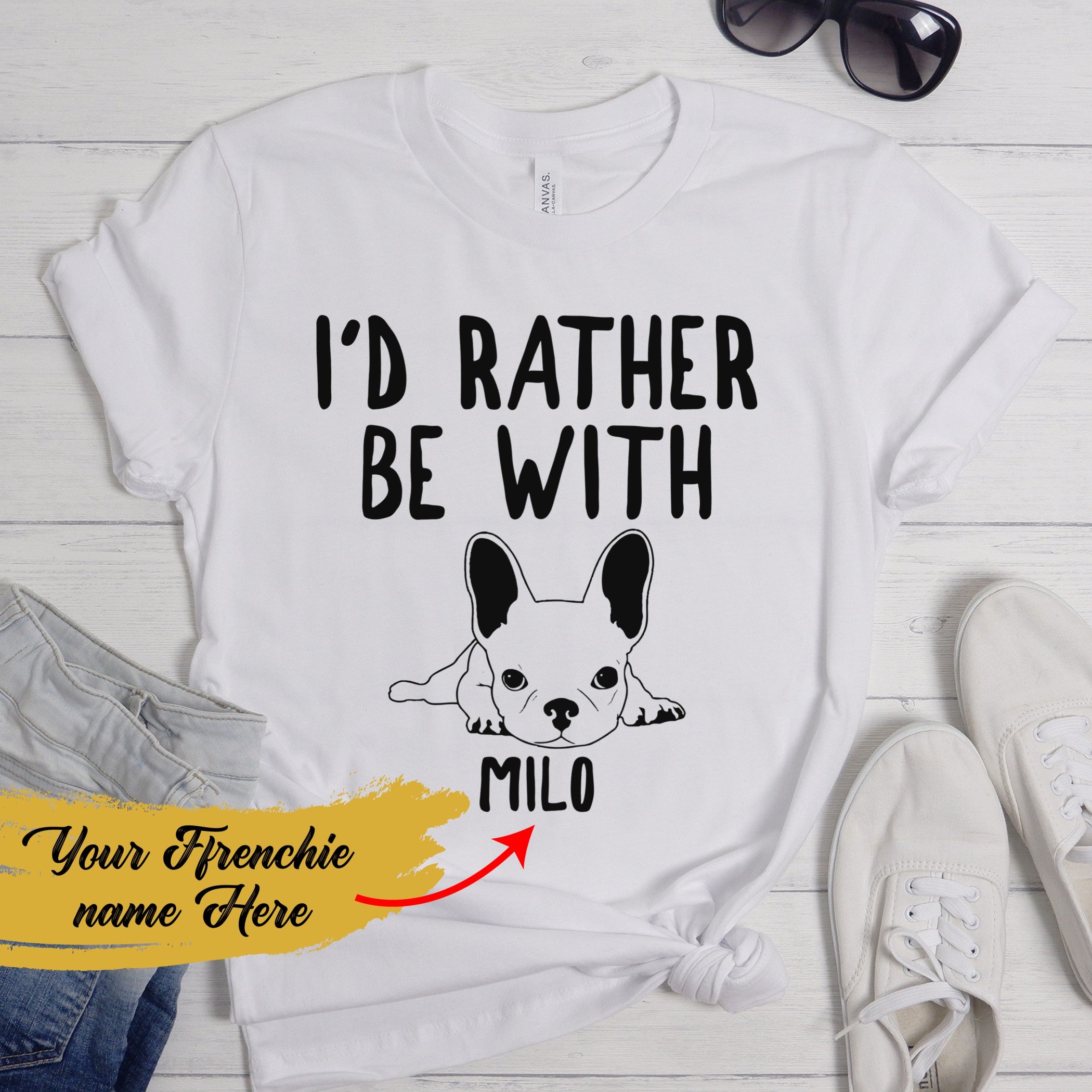 Street-Ready Be With My Frenchie - Custom Unisex T-shirt With Frenchi...