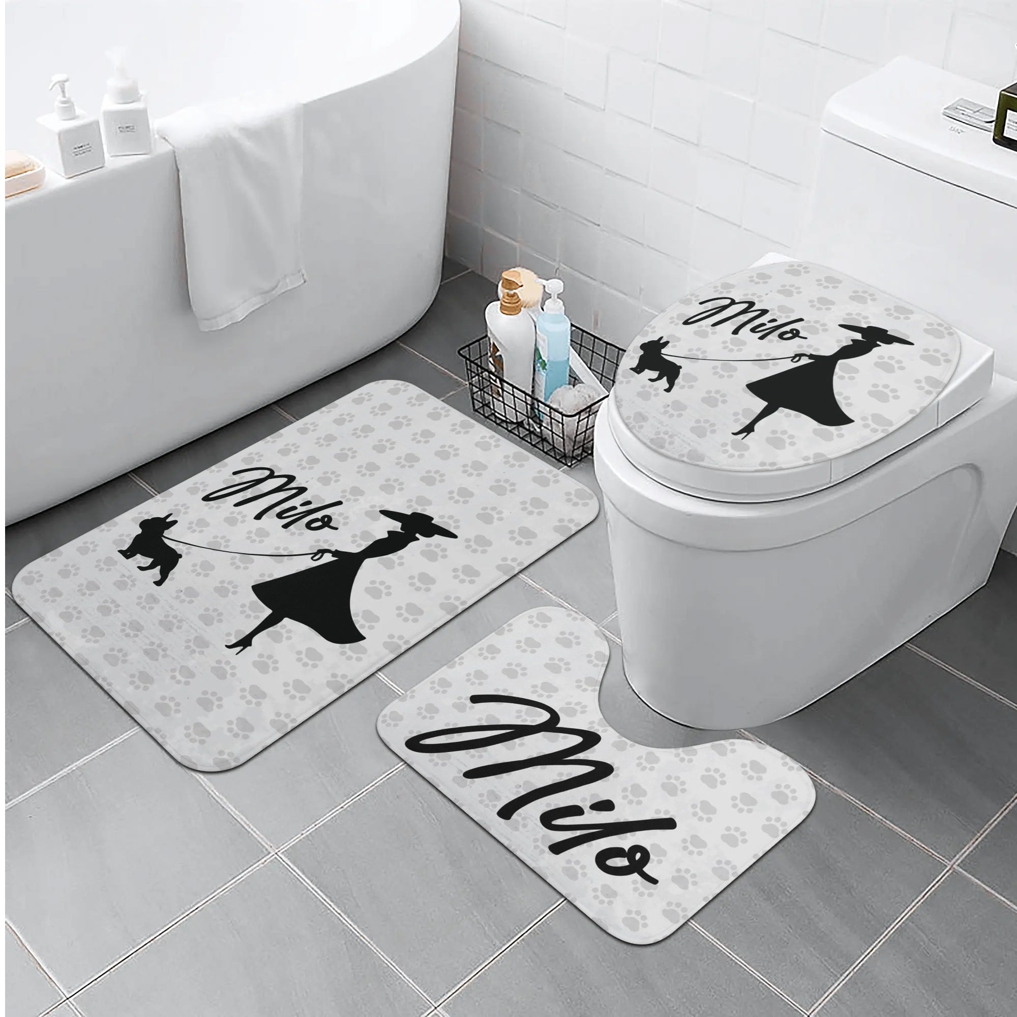 High-Quality Personalized Bathroom Set With Your Frenchie’s Name for ...