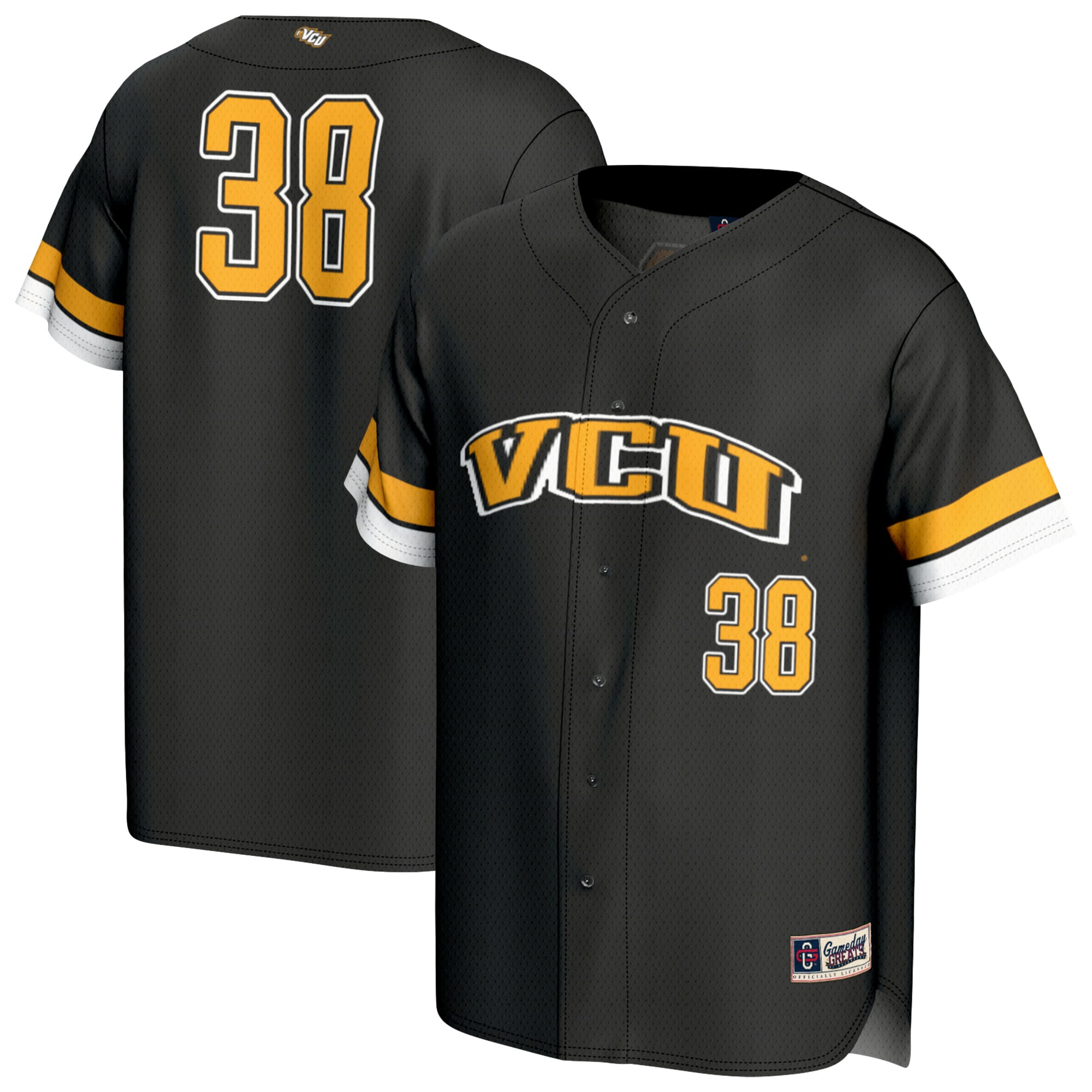 [NJP] VCU Rams GameDay Greats Unisex Lightweight Collegiate Baseball Fashion Jersey - Black