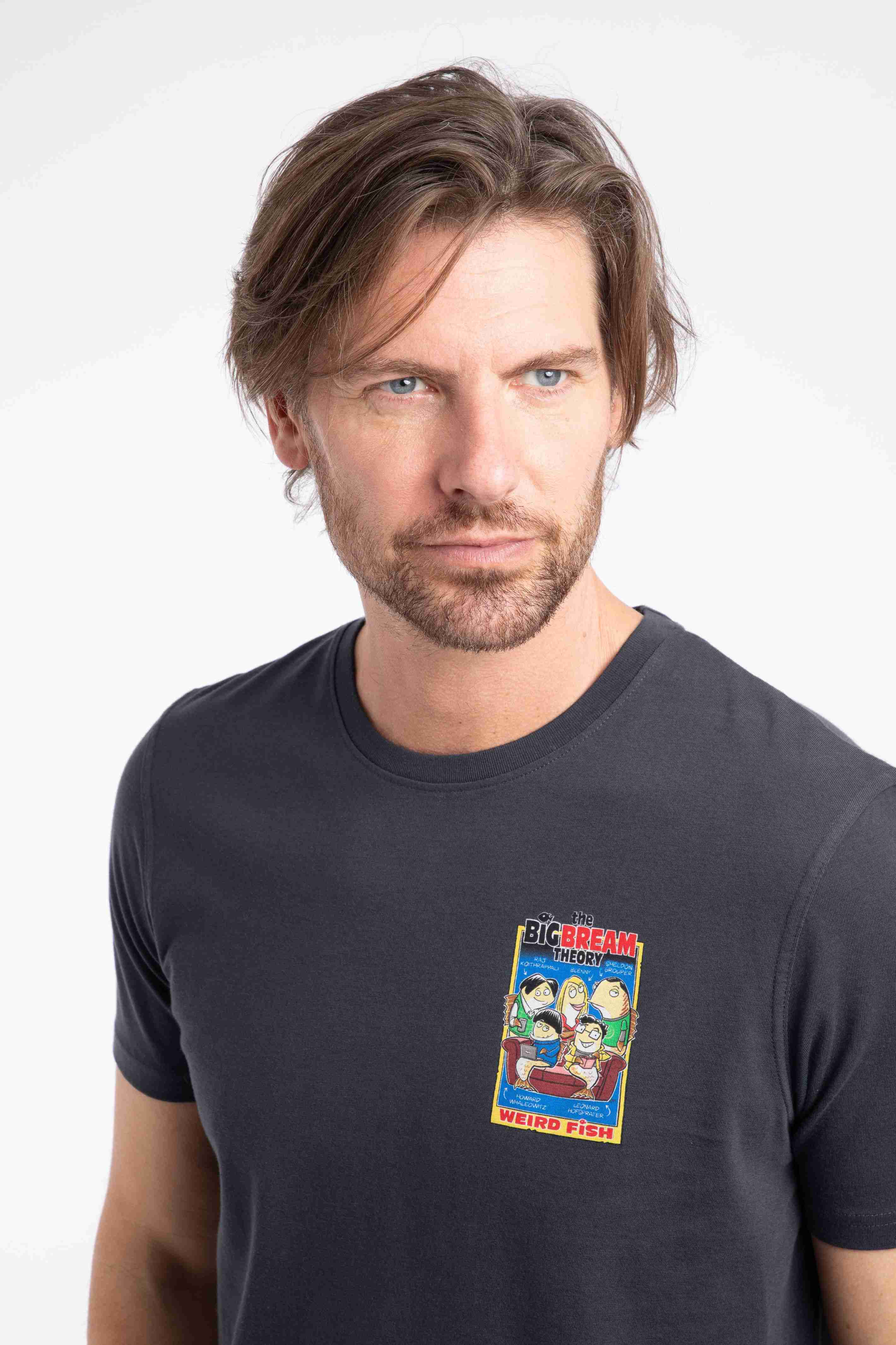 Big Bream Theory Back Print Artist T-Shirt Navy