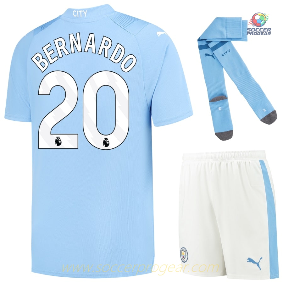 MANCHESTER CITY Official HOME 2023 2024 KIDS KIT JERSEY BERNARDO