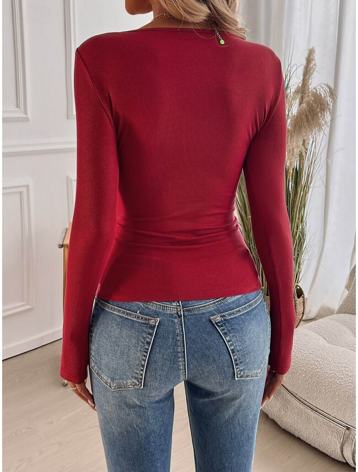 Women's Elegant Lace Tops Eyelet Blouse Elegant Daily Solid Color Regular Tops Long Sleeve Scoop Neck Regular Fit Daily Romantic Petite Tops Summer Holiday Wear