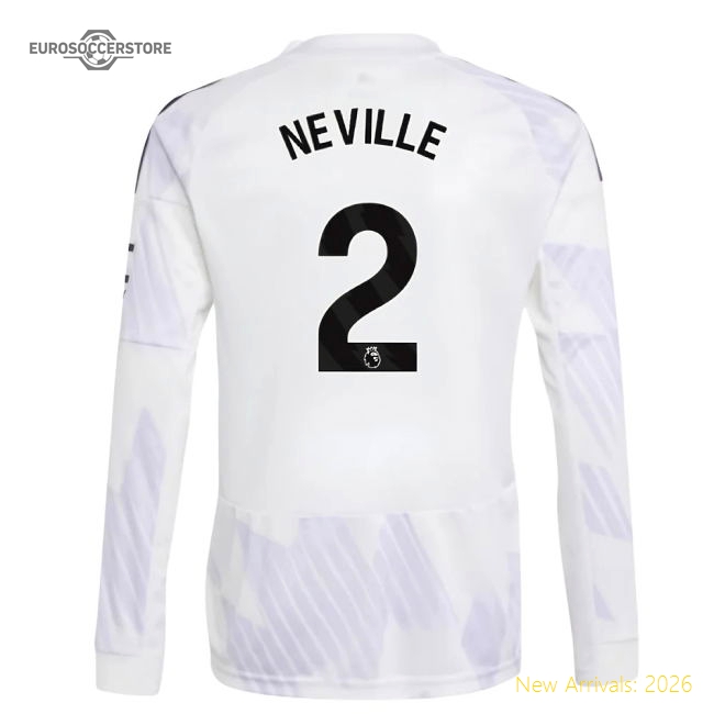 Official 2025-2026 Man Utd Long Sleeve Away Shirt (kids) (neville 2