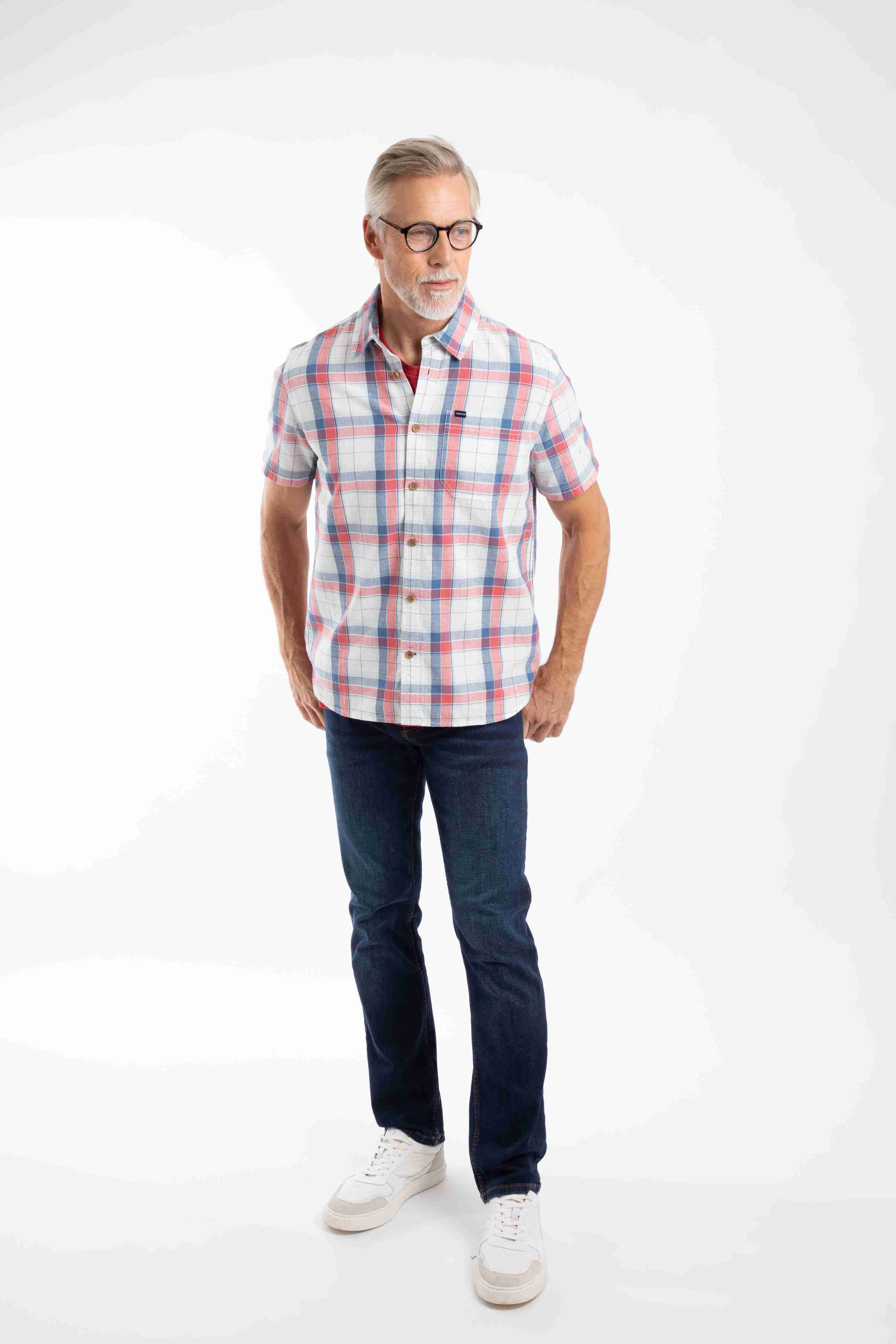 Angeles Short Sleeve Check Shirt White