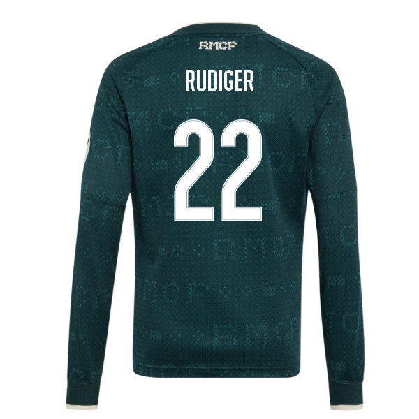 [JED] 2026 2027 Real Madrid Long Sleeve Shirt Away Kit (Kids) (Rudiger 22)