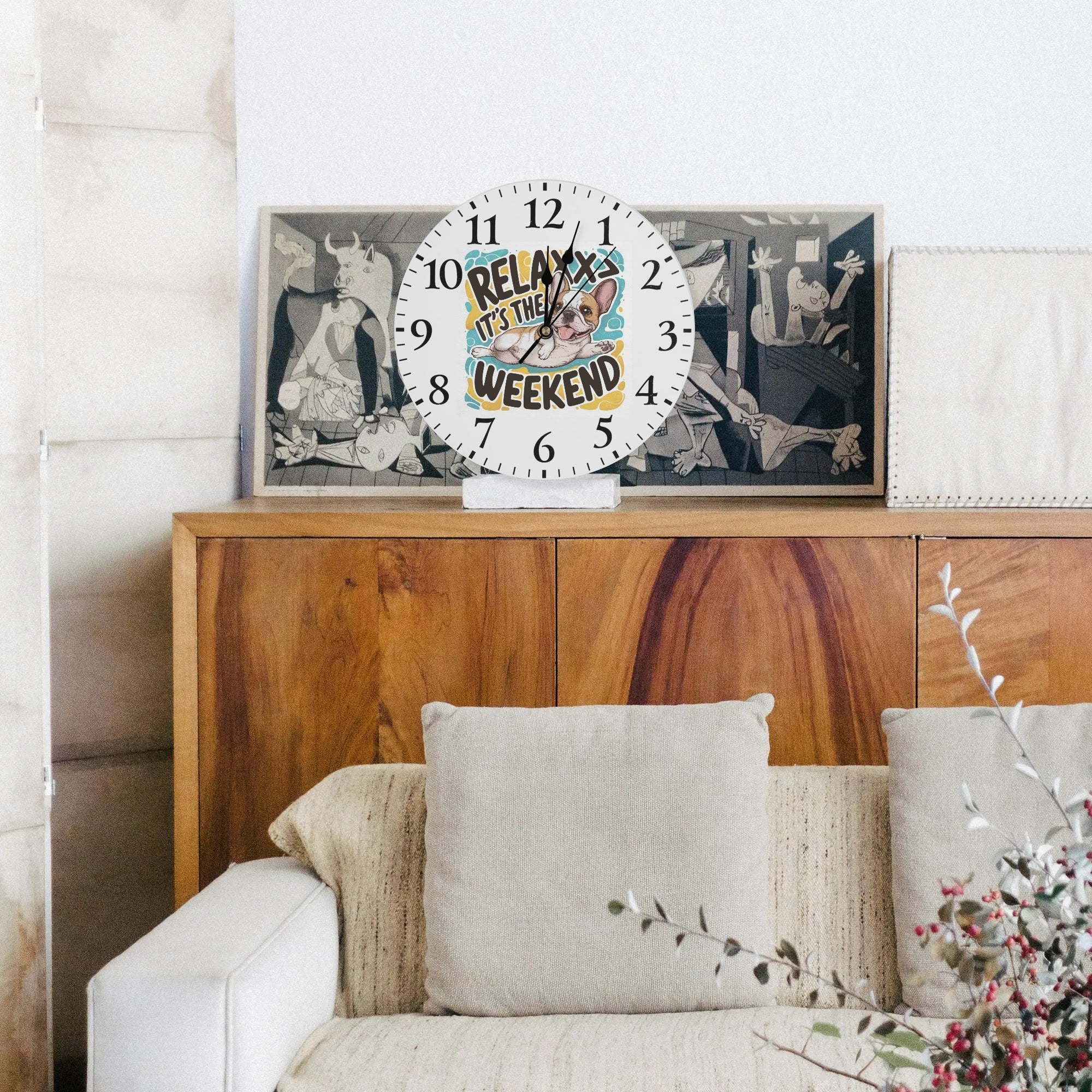 French Bulldog Lady Frameless Wall Clock Cute Frenchie Essential