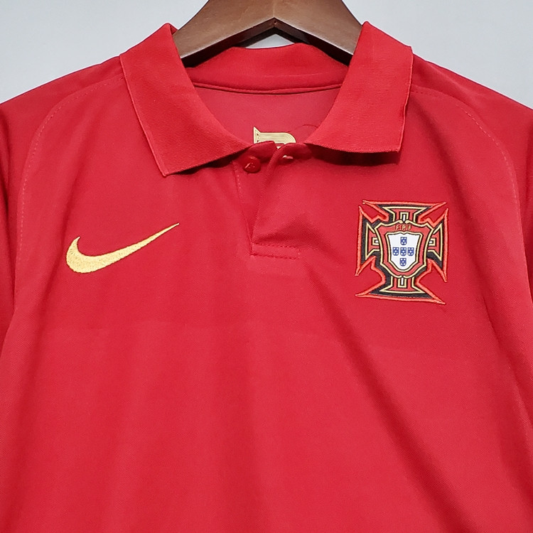 Breathable Kids Portugal Euro 2020 Home Red Soccer KitShirtShorts