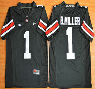 Men's Ohio St Buckeyes Baxton Miller #1 home jersey Black 2015