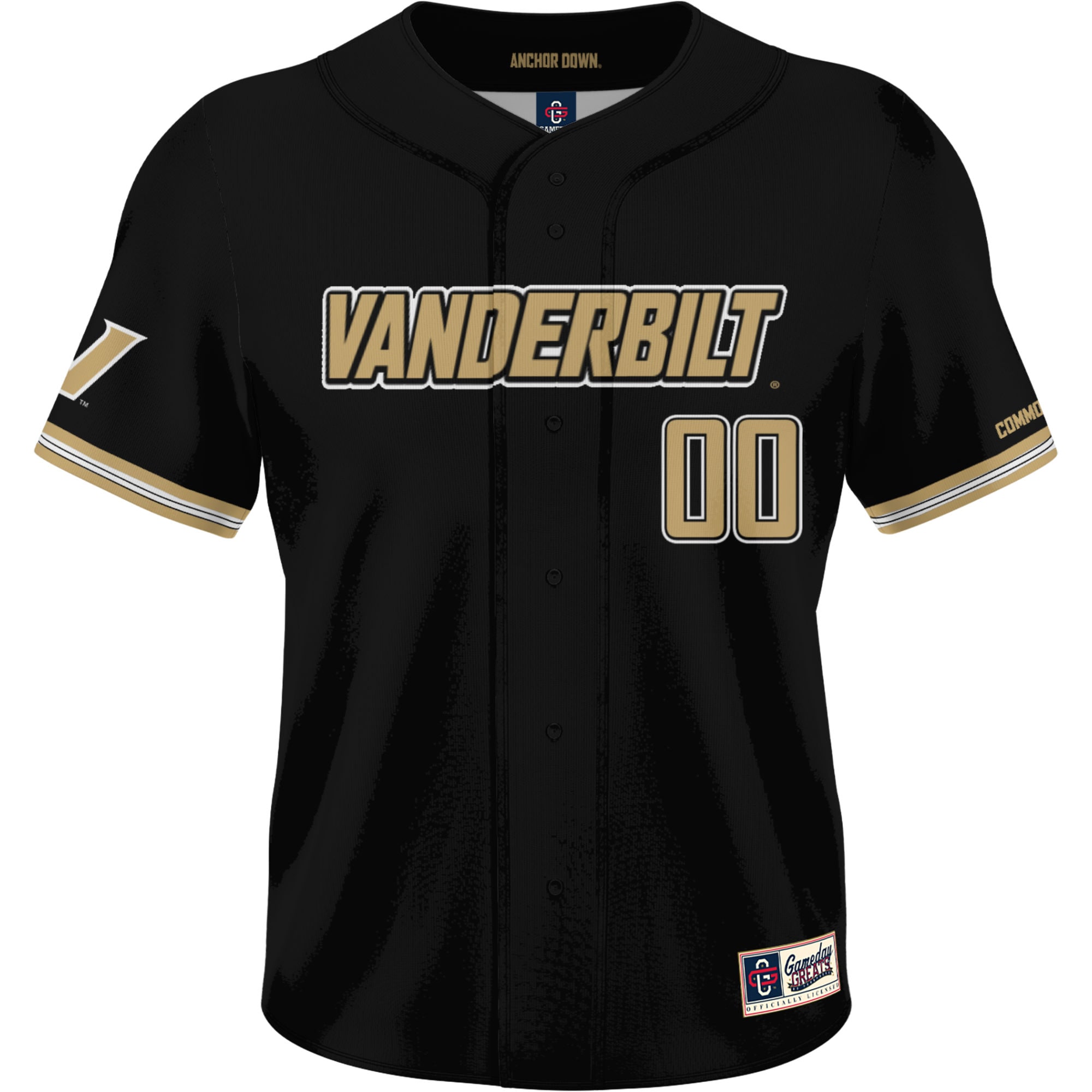 [NJP] Vanderbilt Commodores GameDay Greats NIL Pick-A-Player Lightweight Baseball Jersey - Black
