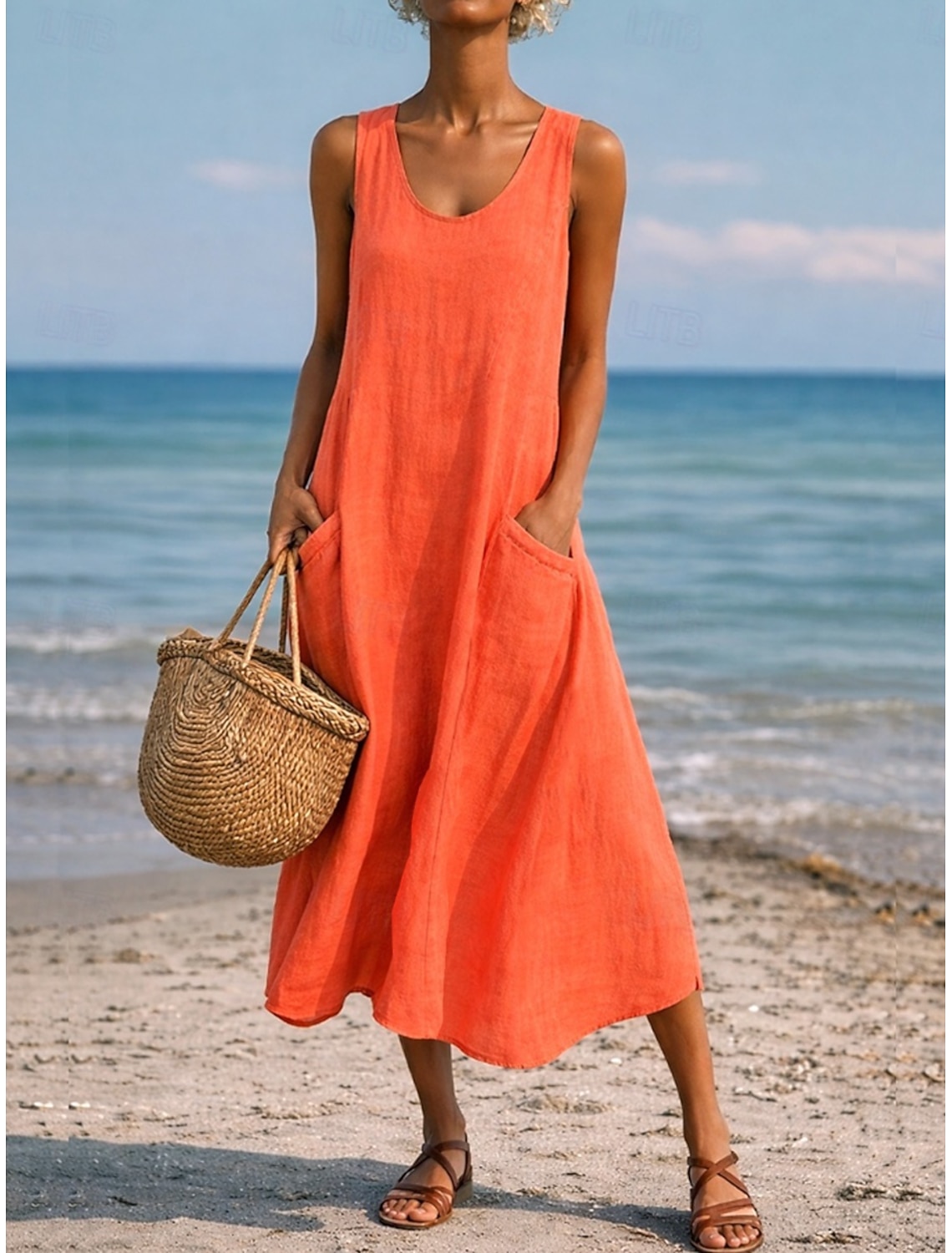 Women's Maxi Dress Shift Dress Sundress Casual Daily Loose Fit Plain Sleeveless Crew Neck Blue Black White Light Green Summer Spring Fall