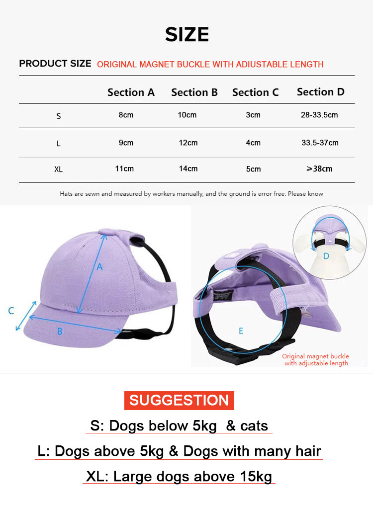 Comfortable Stylish Sunshade Hat For French Bulldogs - Exposed Ears P...