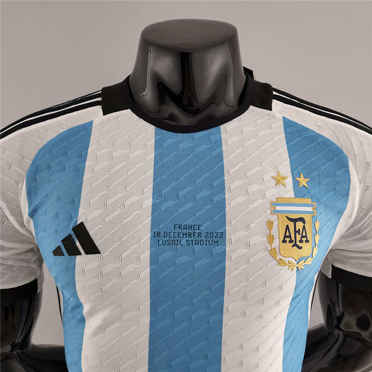 Match Quality Argentina World Cup 2022 Finals Version Soccer Jersey