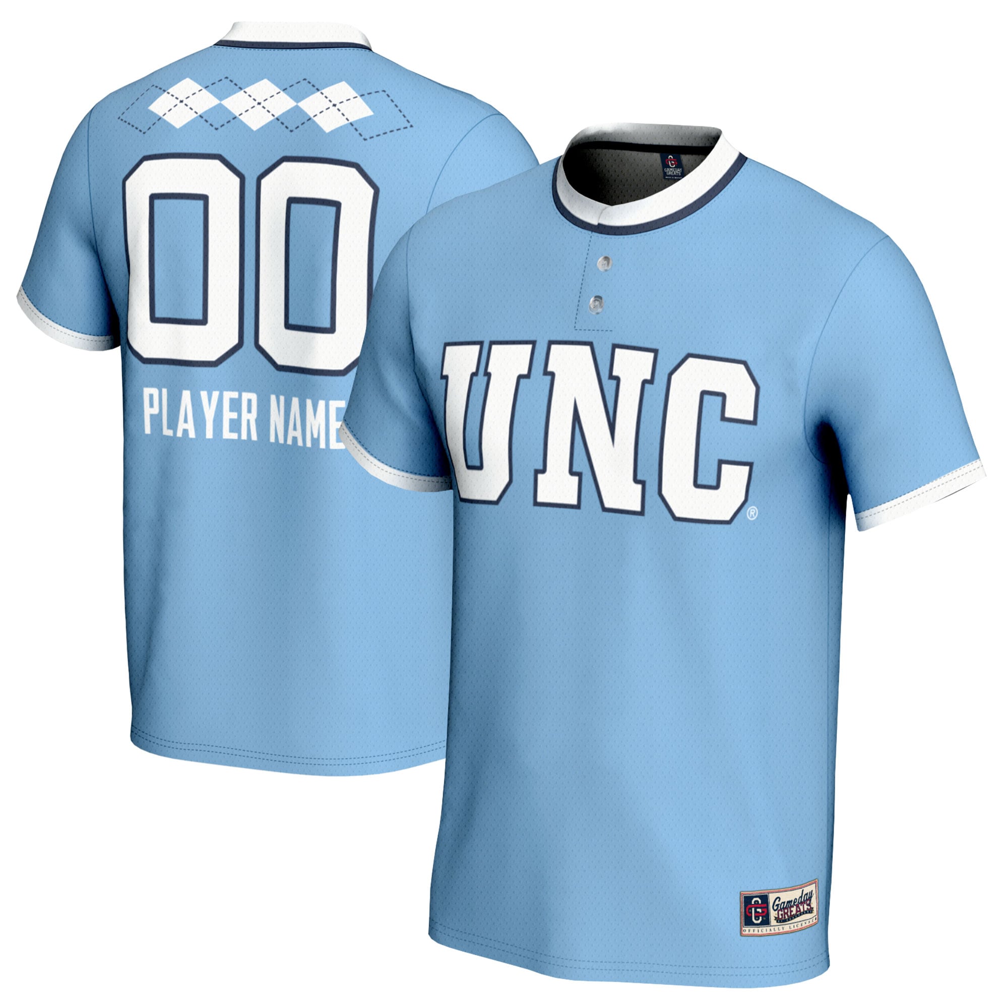 [NJP] North Carolina Tar Heels GameDay Greats Unisex NIL Pick-A-Player Lightweight Softball Jersey - Carolina Blue