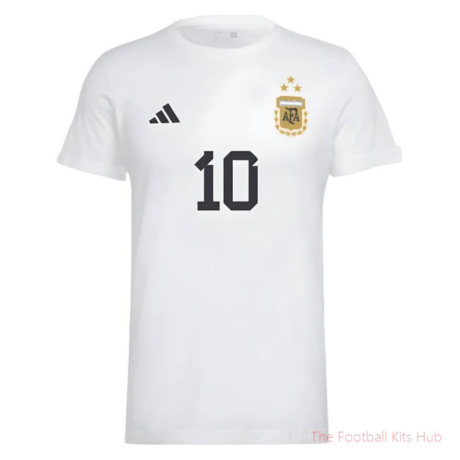 Messi Football Number 10 Graphic T-Shirt (White)