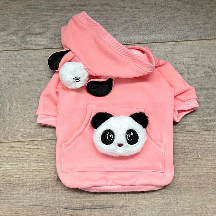Cozy Pinkanda Frenchie Pink Panda Hoodie – Cute Plush Warm Winter Dog...