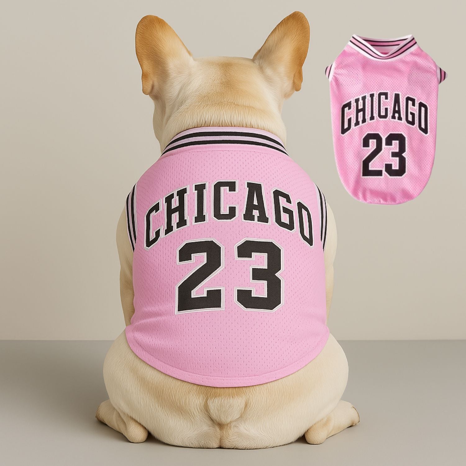 Fashion-Forward Frenchie Mesh Dog Basketball Jersey – Breathable Summ...