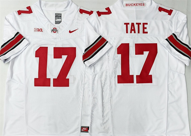 Men's Ohio St Buckeyes White 2025 official Carnell Tate #17 game day