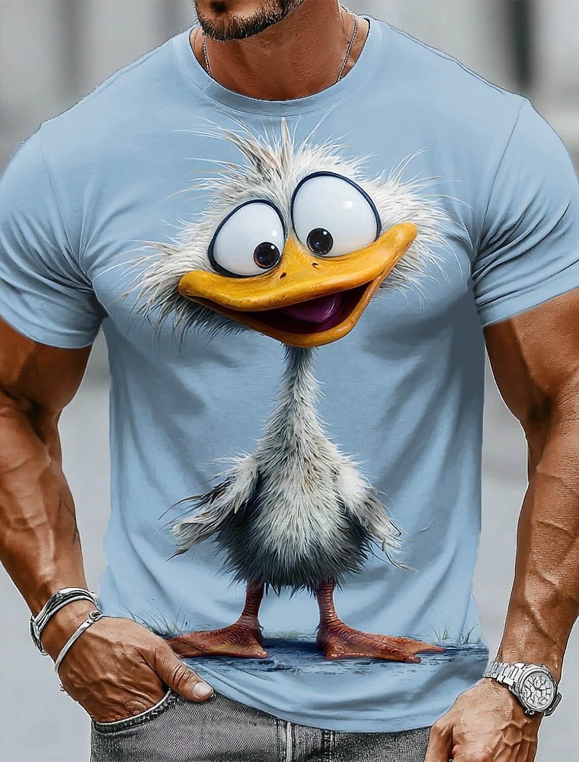 Men's Animal Funny Duck T Shirt Short Sleeve 3D Print Crew Neck