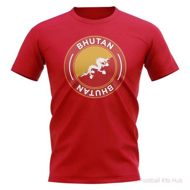 Bhutan Football Badge T-Shirt (Red)