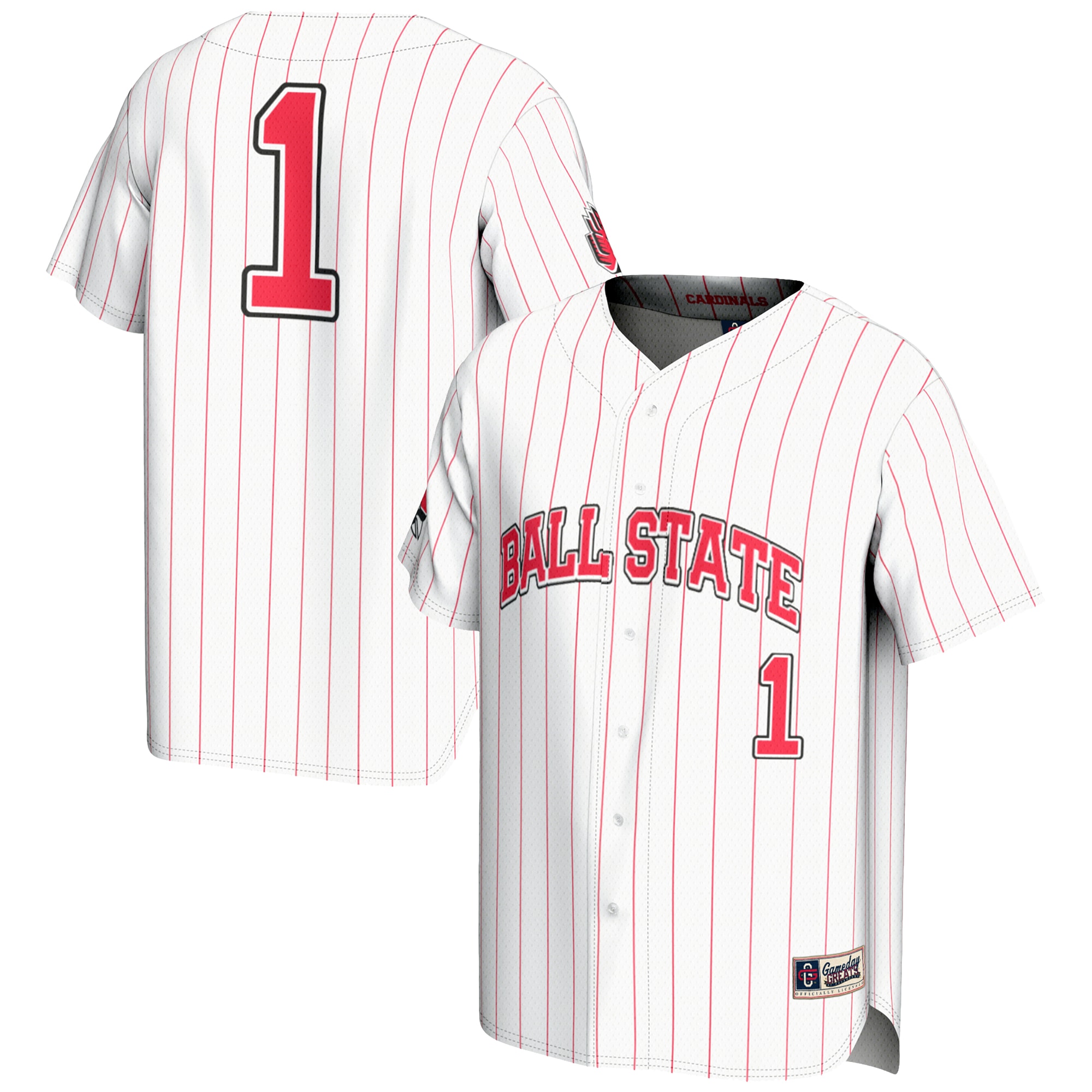 [NJP] Women's Ball State Cardinals GameDay Greats Lightweight Baseball Fashion Jersey - White