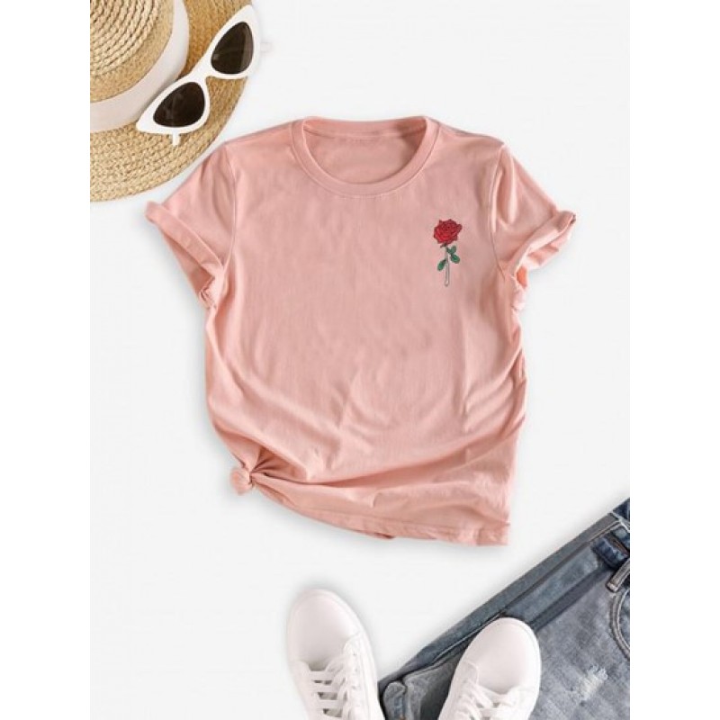 Short Sleeve Floral Print T Shirt KO5893