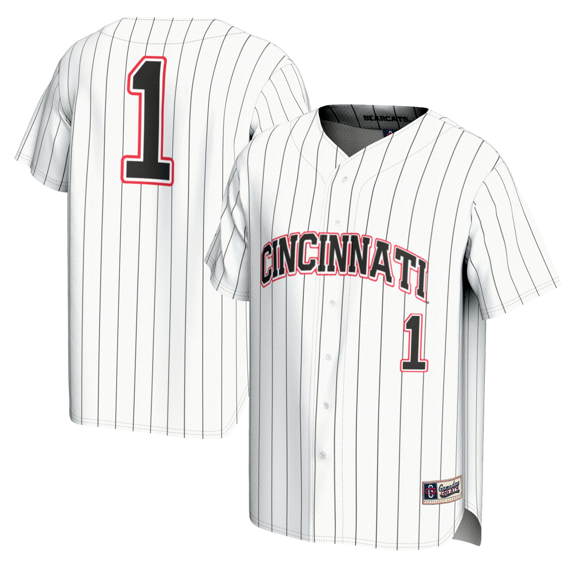 [NJP] Cincinnati Bearcats GameDay Greats Youth Lightweight Baseball Fashion Jersey - White