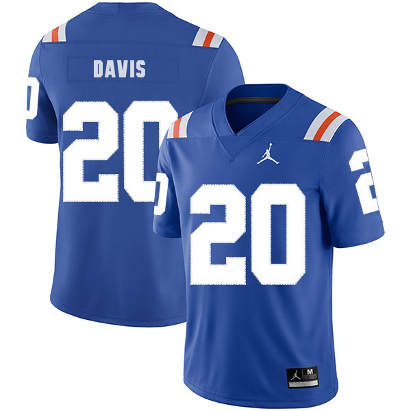 Men's None Blue 2024 high quality Malik Davis #20 alternate jersey