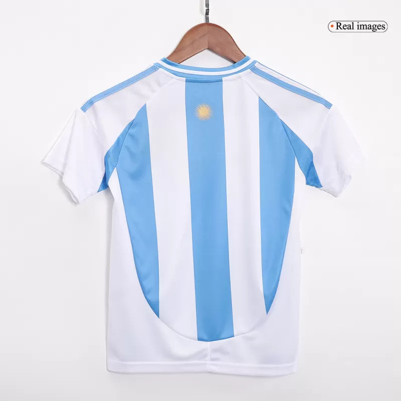 Argentina Home Kids Soccer Jerseys Kit Copa America 2024 Authentic Kit