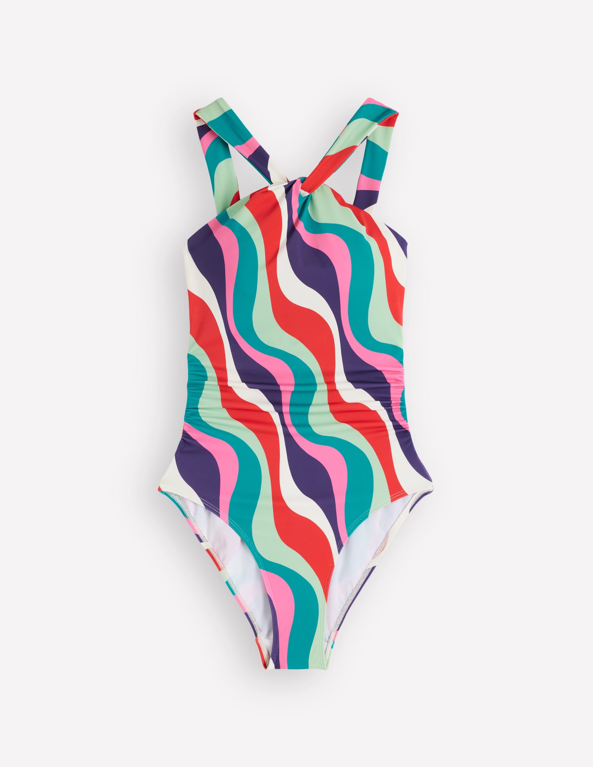 Pleated Strap Cross Swimsuit