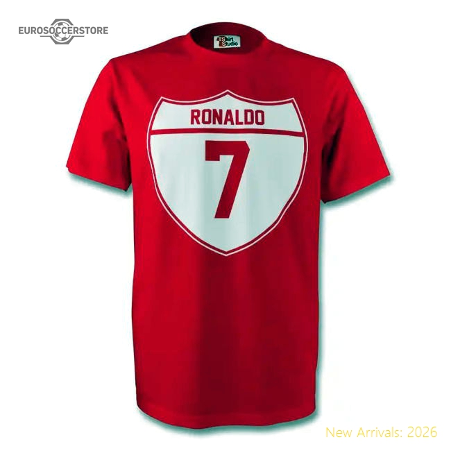 Authentic Cristiano Ronaldo Man Utd Crest Tee (red) - Kids - Premium