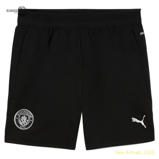 2025-2026 Man City Training Shorts w/pockets (Black) - Kids