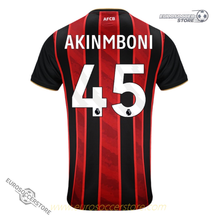 AFC Bournemouth 25-26 Season Home Jersey with Player AKINMBONI's Name and Number 45