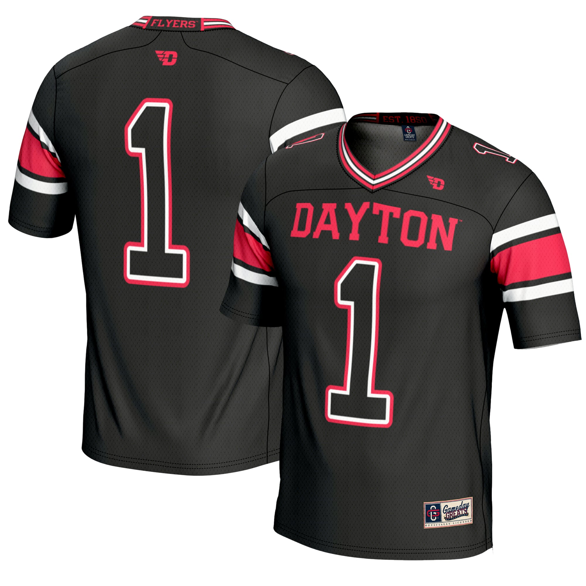 Men's #1 Black Dayton Flyers Endzone Football Jersey