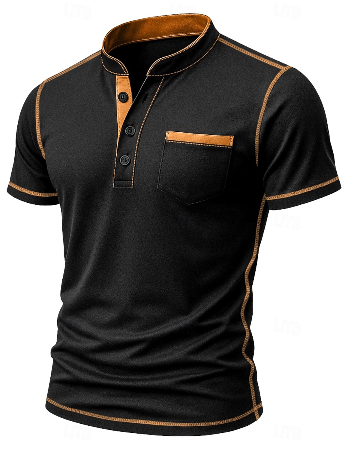 Men's Henley Shirt Tee Top Long Sleeve Solid Color Plain Fashion