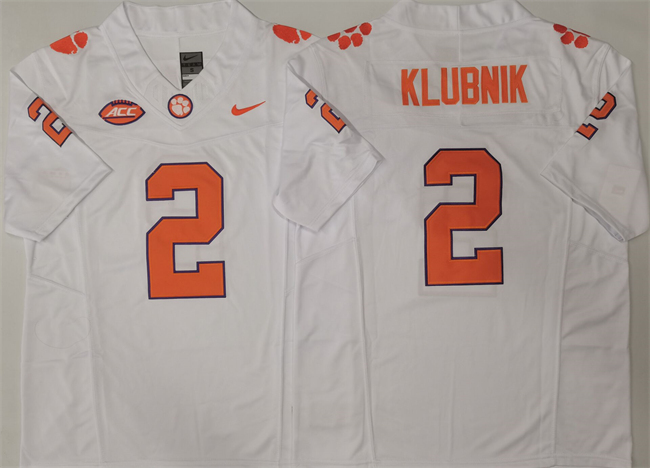 Men's CLE Tigers White 2024 team authorized Cade Klubnik #2 authentic