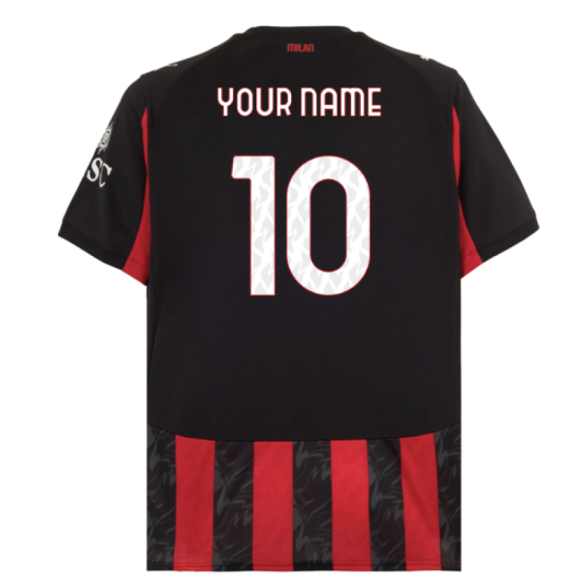 2025-2026 AC Milan Home Stylish Shirt (Your Name) Moisture Wicking