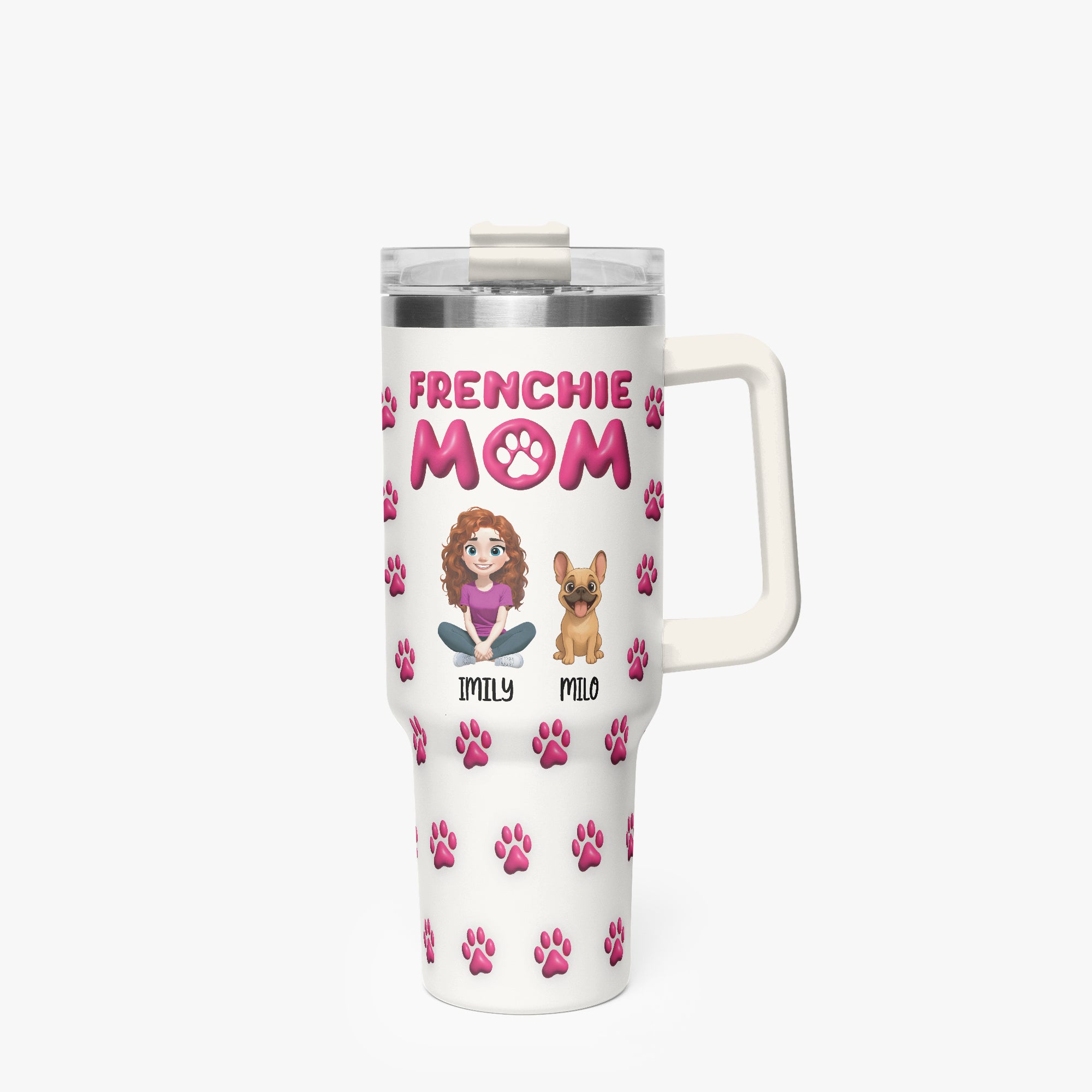 Frenchie MOM - Personalized Car Tumbler Cup