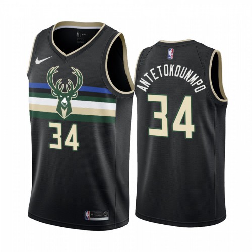 Black Nike Giannis Antetokounmpo #34 Bucks Jersey - Polyester